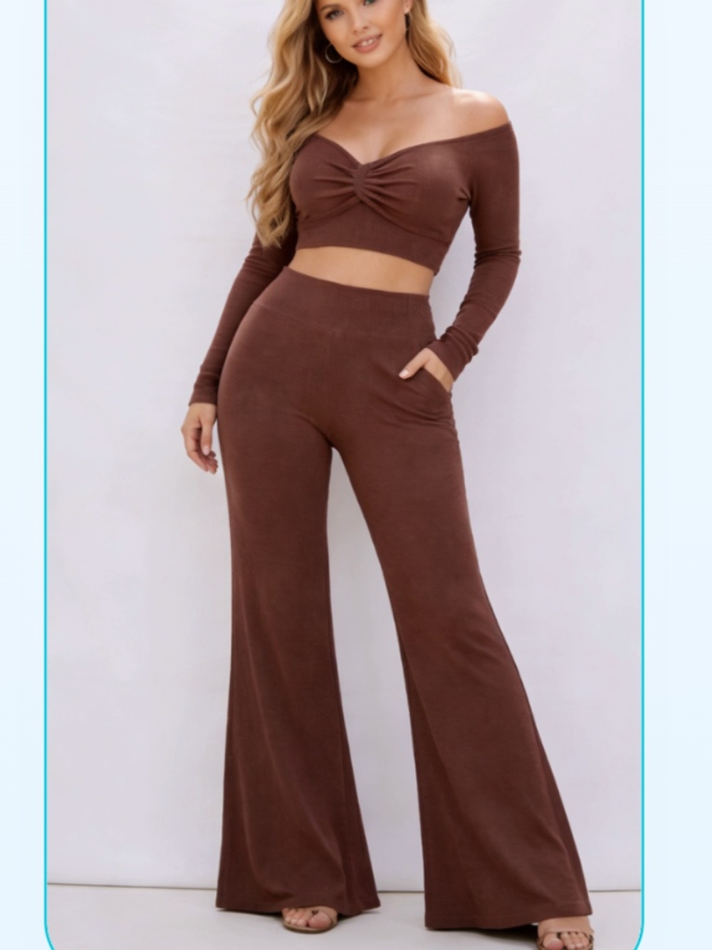 NWT Almost Famous 2 Pc Set Sweater Crop Top and Pants Large